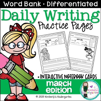 Preview of Daily Writing Journal Pages for Beginning Writers: March Edition. Differentiated