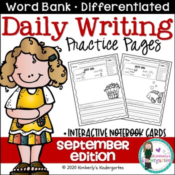 Preview of Daily Writing Journal Pages for Beginning Writers | September 