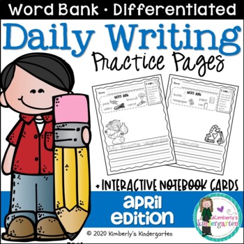 Preview of Daily Writing Journal Pages for Beginning Writers: April Edition. K or 1st.