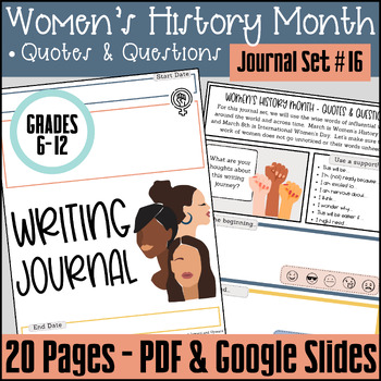 Preview of Daily Writing Journal Set #16: Women's History Month | Digital or PDF | 6-12