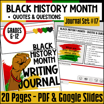 Preview of Daily Writing Journal Set #17: BLACK HISTORY MONTH | Digital or PDF | 6-12