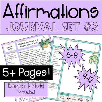 Preview of Daily Writing Journal Set #3: Affirmations | Digital OR PDF | Middle/High