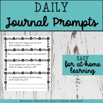 175 Daily Writing Journal Prompts for school or at home learning