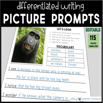 Preview of Daily Writing Picture Prompts | 100+ Animal Photos Writing Templates