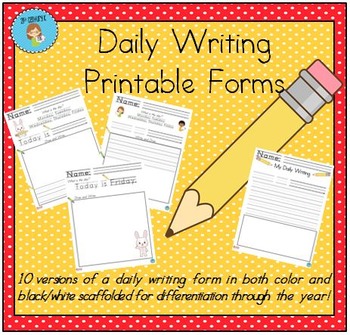 Preview of Daily Writing Printables - 10 Versions for Differentiation! #timesaver