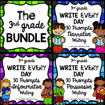 Preview of Daily Writing Prompt Bundle 3rd Narrative Informative Persuasive Journal Prompts
