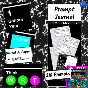 Preview of Daily Writing Prompt Journal School Year with BONUS | 3-5