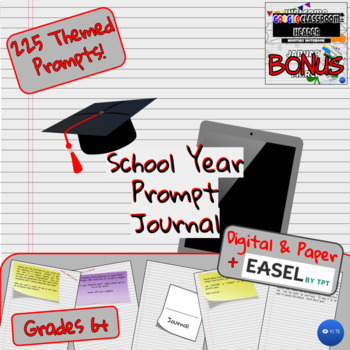 Preview of Daily Writing Prompt Journal School Year with BONUS | 6-12