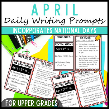 Preview of April 3rd 4th & 5th Grade Daily Writing Prompts, Sentence & Paragraph Writing
