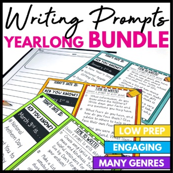 Preview of Daily Writing Prompts Bundle National Days Morning Work Journal Writing Center