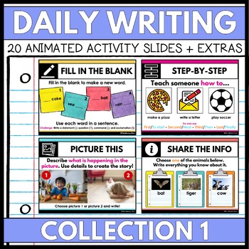 Preview of Daily Writing Prompt Slides (Set 1) Creative Writing for 2nd 3rd 4th 5th Grade