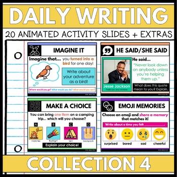 Preview of Daily Writing Prompt Slides (Set 4) Creative Writing for 2nd 3rd 4th 5th Grade