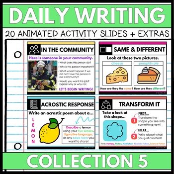 Preview of Daily Writing Prompt Slides (Set 5) Creative Writing for 2nd 3rd 4th 5th Grade