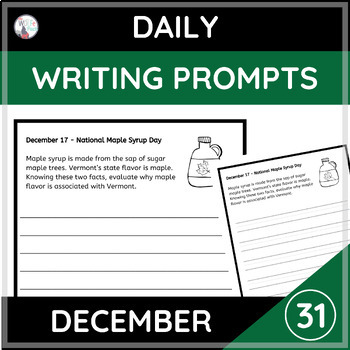 Preview of Daily Writing Prompts- Describe, Evaluate, Compare, Explain, Imagine- DECEMBER