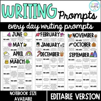 Daily Writing Prompts | EDITABLE by TipTopTeaching26 | TpT