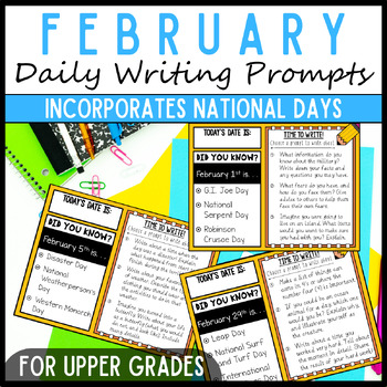 Preview of February 3rd 4th & 5th Grade Daily Writing Prompts, Sentence & Paragraph Writing