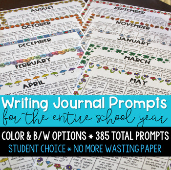 Preview of Daily Writing Prompts For the Entire Year