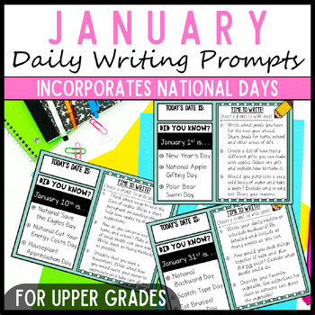 Preview of January 3rd 4th & 5th Grade Daily Writing Prompts, Sentence & Paragraph Writing