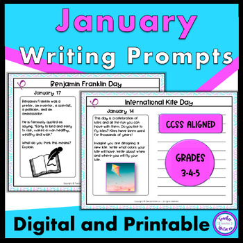 Daily Writing Prompts January Quick Writes Journal by TeacherWriter