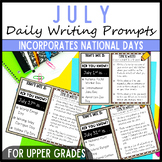 July 3rd 4th & 5th Grade Daily Writing Prompts, Sentence &
