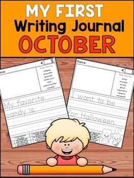 Preview of Daily Writing Prompts  - Kindergarten First Grade Writing Journal - OCTOBER