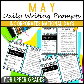 Preview of May 3rd 4th & 5th Grade Daily Writing Prompts, Sentence & Paragraph Writing