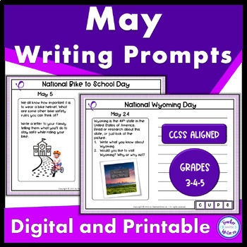 Preview of Daily Writing Prompts May Quick Writes Journal