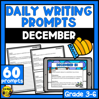 Daily Writing Prompts December by Brain Ninjas | TpT