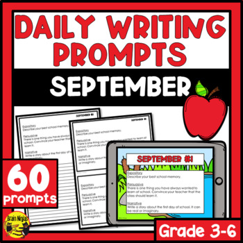 Daily Writing Prompts September by Brain Ninjas | TpT