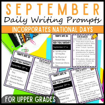 Preview of September 3rd 4th 5th Grade Daily Writing Prompts, Sentence & Paragraph Writing