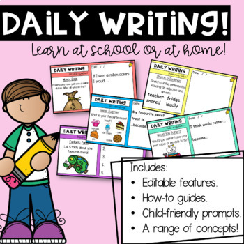 Preview of Daily Writing Prompts Set 1 | Editable Features | Australian Curriculum