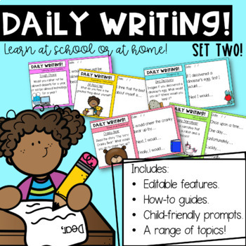 Preview of Daily Writing Prompts: Set 2 | Editable Features |Australian Curriculum