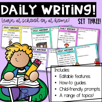 Preview of Daily Writing Prompts: Set 3 | Editable Features |