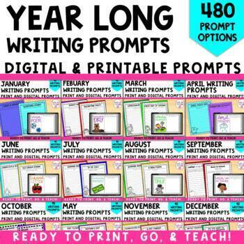 Preview of Daily Writing Prompts - Writing Journal - Year Long BUNDLE - Morning Work