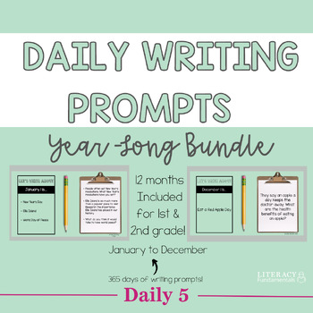 Preview of Daily Writing Prompts Year Long | Creative Writing Prompts | 1st & 2nd Grade
