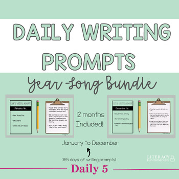 Preview of Daily Writing Prompts Year Long | Creative Writing Prompts | 3rd 4th 5th Grade