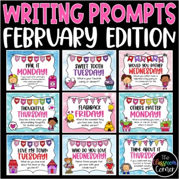 Daily Writing Prompts and Journals for February by The Classroom Corner
