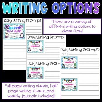 Daily Writing Prompts and Journals for January by The Classroom Corner