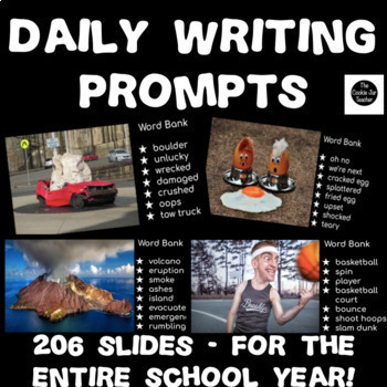 Preview of Daily Writing Prompts with Pictures for the Entire School Year | Google Slides