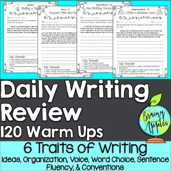 Preview of Daily Writing Review of the 6 Traits of Writing Activity - 6 Traits Worksheets
