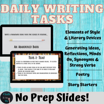 Preview of Daily Writing Tasks, Bell Work, Bell Ringer Activities - Middle School FULL YEAR