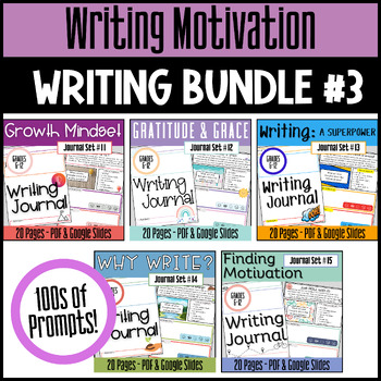 Preview of Daily Writing WRITING MOTIVATION Journal BUNDLE #3 | Digital or Printable | 6-12