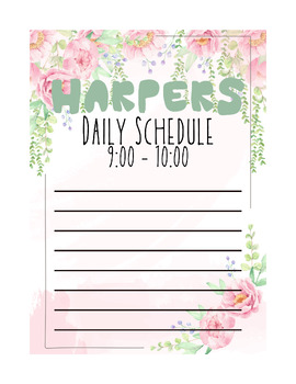 Preview of Daily Written Schedule Flowers