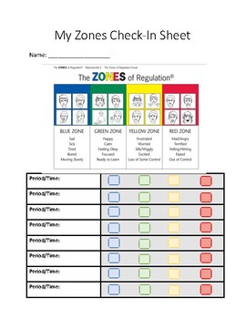 Preview of Emotional Regulation Daily Self-Check-In Sheet