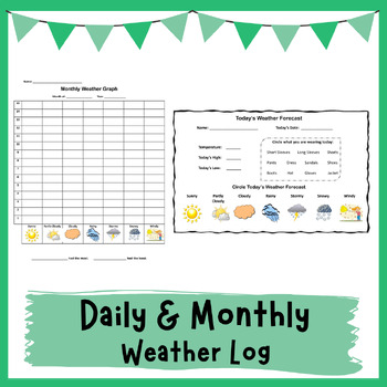 Daily and Monthly Weather Log by Many Hats Educator | TpT