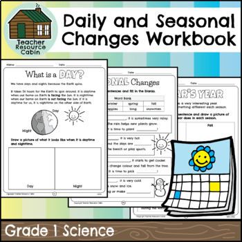 Preview of Daily and Seasonal Changes Workbook (Grade 1 Ontario Science)