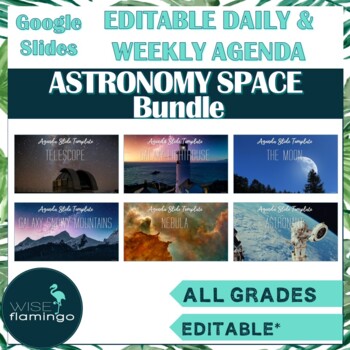 Preview of Daily and Weekly Agenda Slide Templates ASTRONOMY SPACE Theme BUNDLE