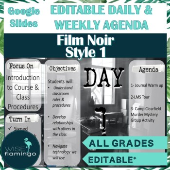 Preview of Daily and Weekly Agenda Slide Templates FILM NOIR 1 Theme GOOGLE SLIDES
