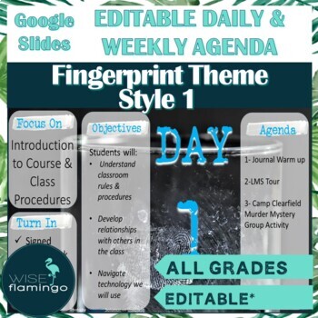 Preview of Daily and Weekly Agenda Slide Templates FINGERPRINTS 1 Theme GOOGLE SLIDES