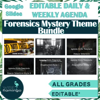 Preview of Daily and Weekly Agenda Slide Templates FORENSICS MYSTERY Theme BUNDLE